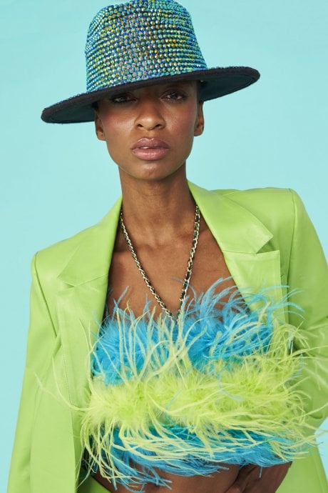 JAYLEY Turquoise Sequin Jackson Top Hat