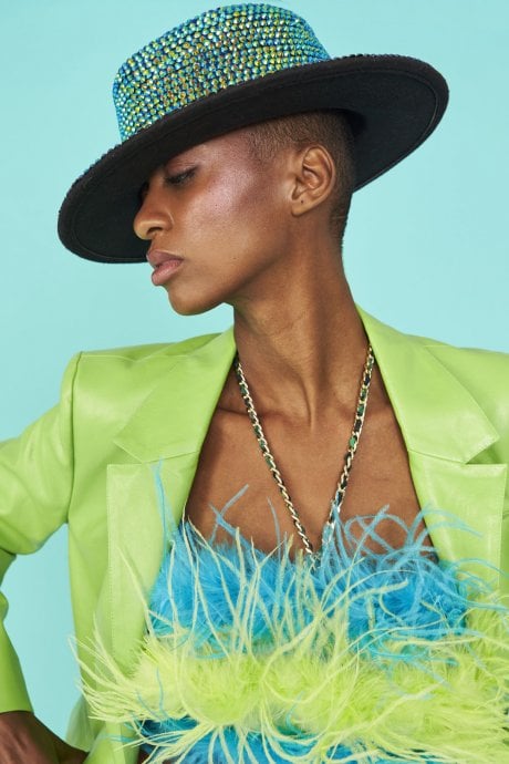 JAYLEY Turquoise Sequin Jackson Top Hat