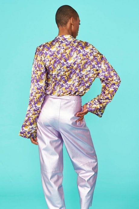 JAYLEY Vegan Leather Metallic Trousers