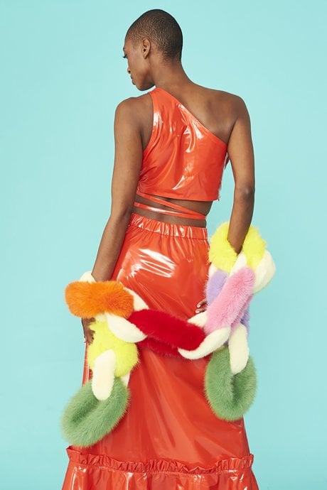 JAYLEY Wet Look Grape Skin Eco Leather Mermaid Skirt