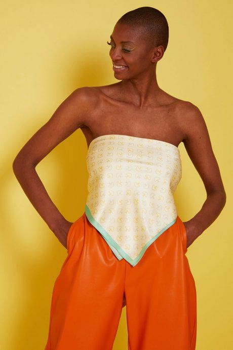 JAYLEY White And Blue Abstract Silk Scarf