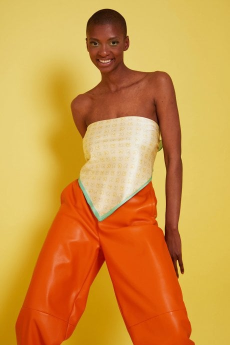 JAYLEY White And Blue Abstract Silk Scarf