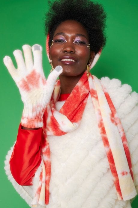 JAYLEY White Cashmere Blend Faux Fur Poncho