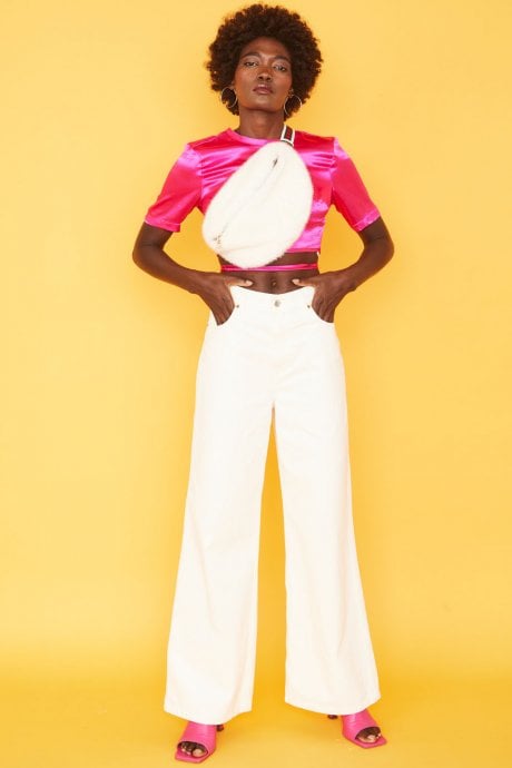 JAYLEY White Faux Fur Bum Bag