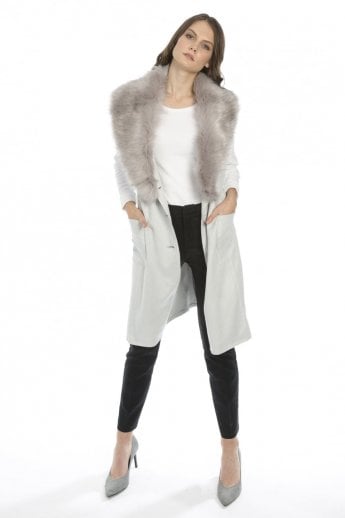 JAYLEY White Faux Fur Faux Suede Gilet | Waistcoat