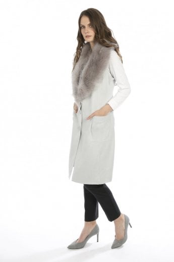 JAYLEY White Faux Fur Faux Suede Gilet | Waistcoat