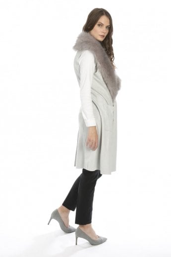 JAYLEY White Faux Fur Faux Suede Gilet | Waistcoat