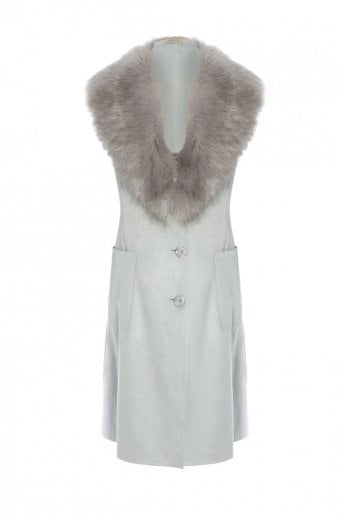 JAYLEY White Faux Fur Faux Suede Gilet | Waistcoat