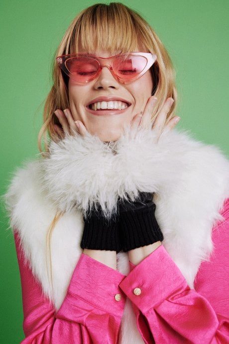 JAYLEY White Faux Fur Fingerless Gloves