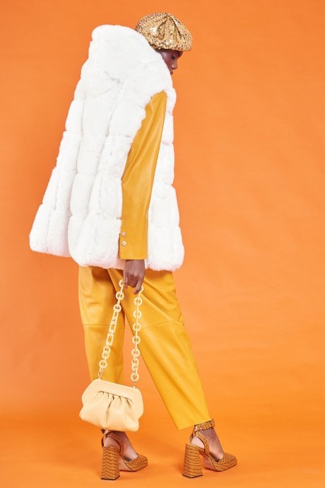 JAYLEY White Faux Fur Long Hooded Gilet | Waistcoat