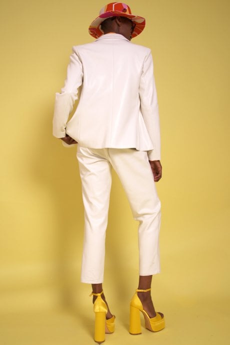 JAYLEY White Faux Leather Kate Blazer