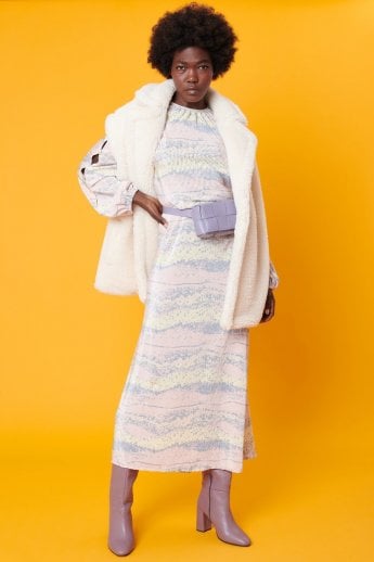 JAYLEY White Faux Shearling Midi Gilet | Waistcoat