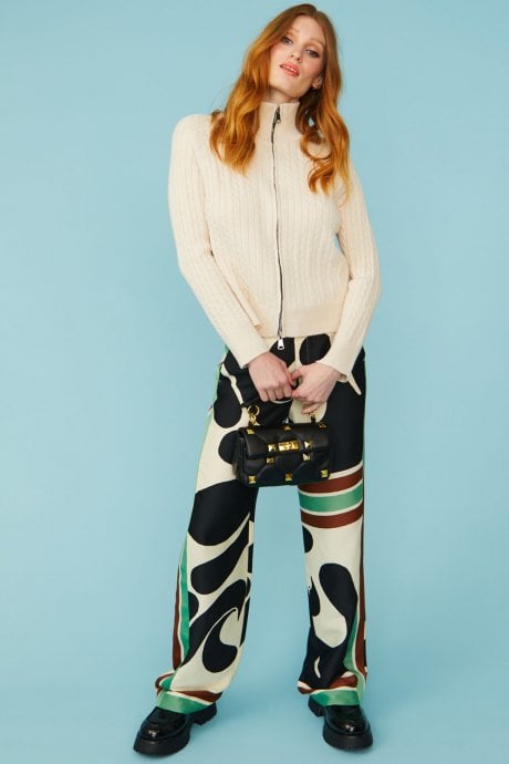 JAYLEY White High Neck Zip Cashmere Jumper