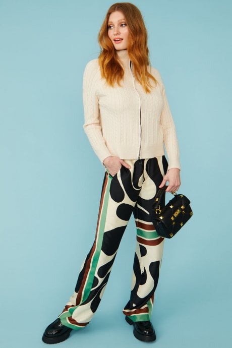 JAYLEY White High Neck Zip Cashmere Jumper