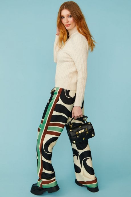 JAYLEY White High Neck Zip Cashmere Jumper