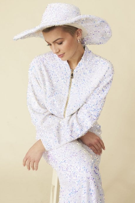 JAYLEY White Sequin Handmade Flapper Hat