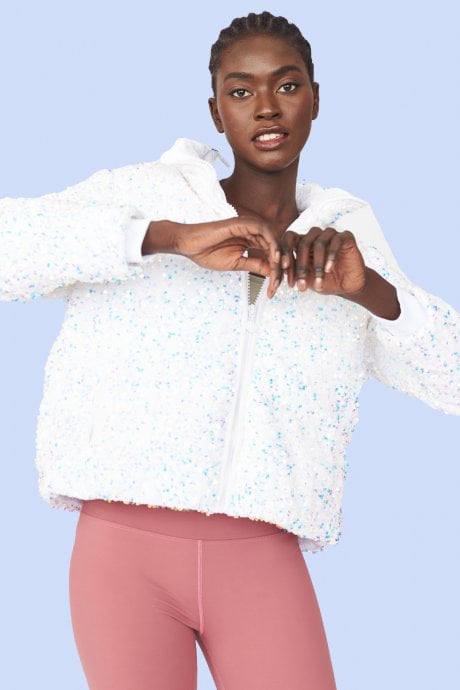 JAYLEY White Sequin Puffer Jacket