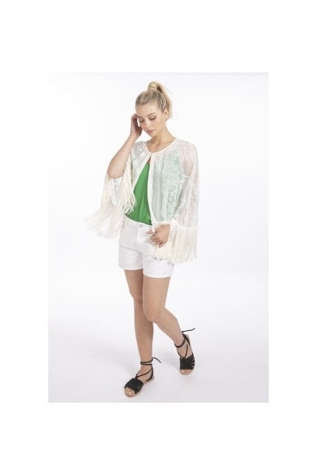 JAYLEY White Silk Devore Cape