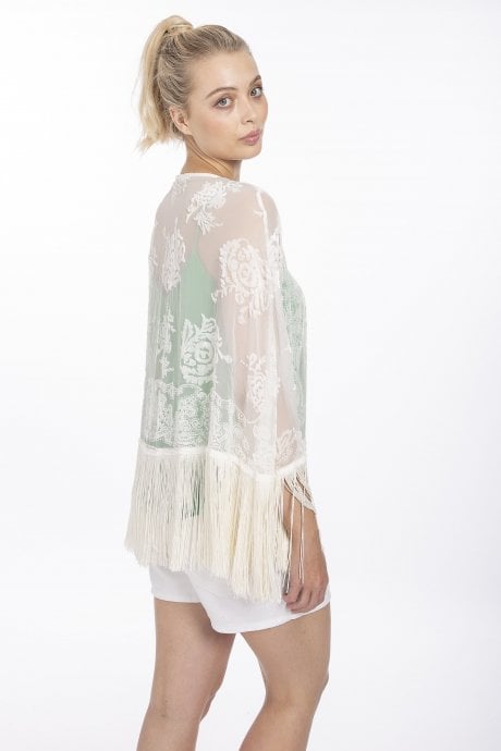 JAYLEY White Silk Devore Cape