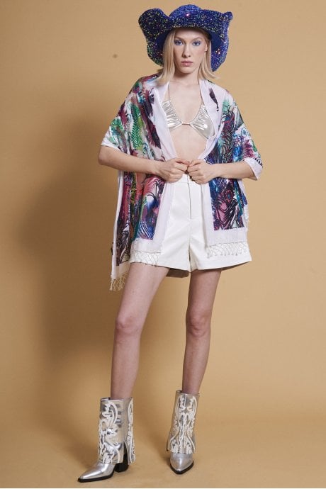 JAYLEY White Silk Devore Scarf