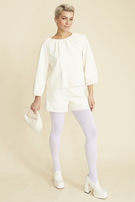 JAYLEY White Tencel Blend Eco Leather Shorts
