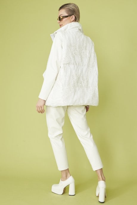 JAYLEY White Velvet Sequin Gilet | Waistcoat