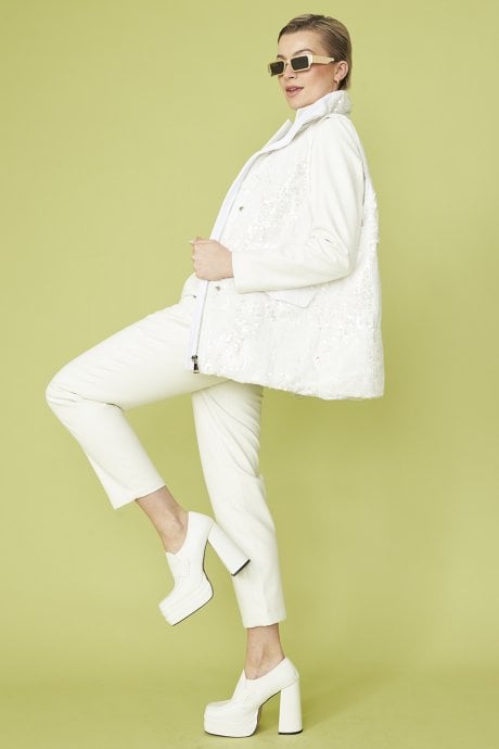 JAYLEY White Velvet Sequin Gilet | Waistcoat