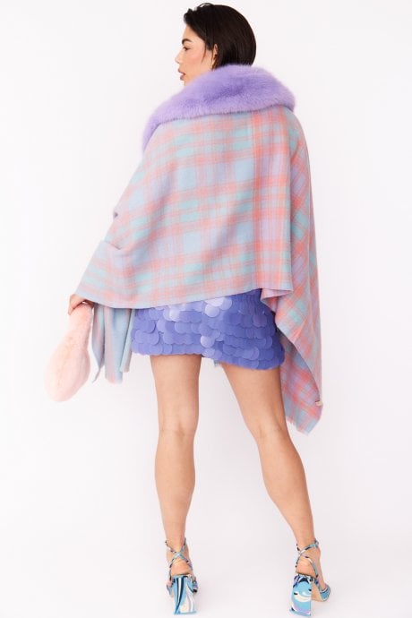 JAYLEY Wool Wrap With Detachable Faux Fur Collar