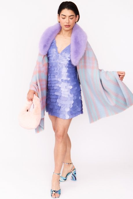 JAYLEY Wool Wrap With Detachable Faux Fur Collar