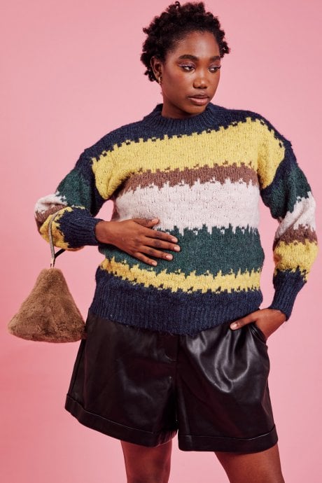 JAYLEY Yellow And Green Striped Cashmere Jumper