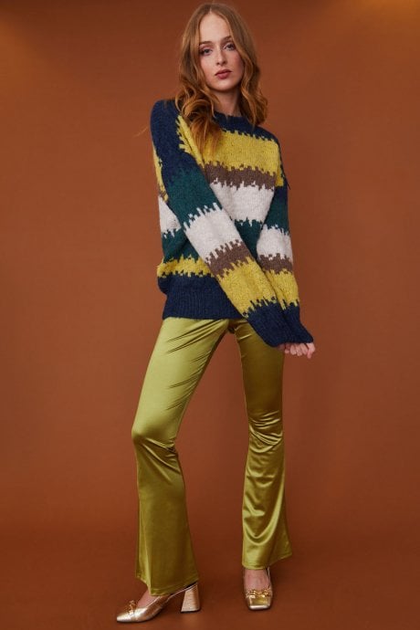JAYLEY Yellow And Green Striped Cashmere Jumper