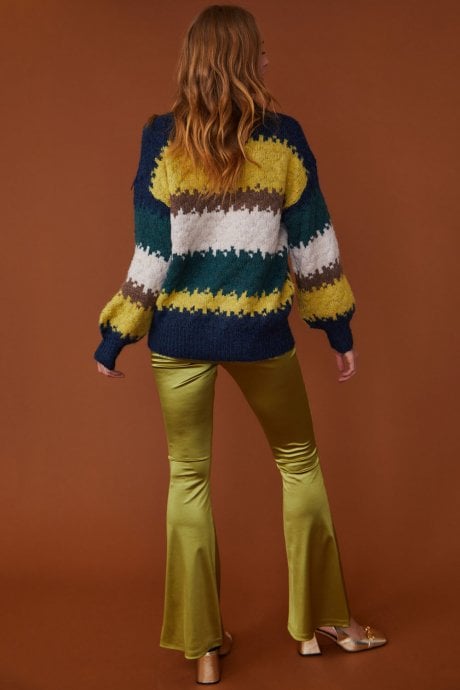 JAYLEY Yellow And Green Striped Cashmere Jumper