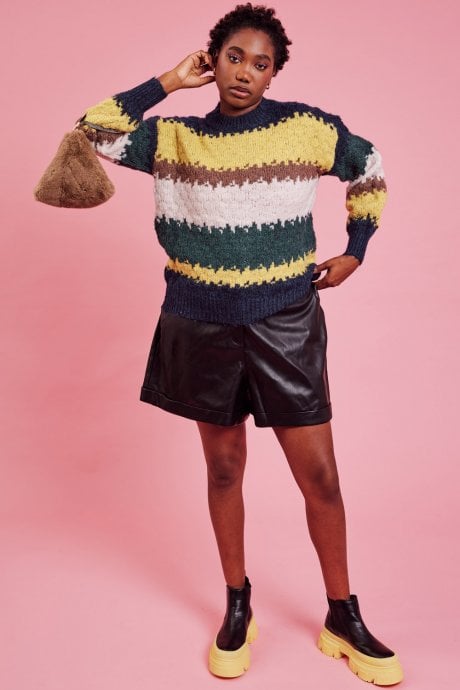 JAYLEY Yellow and Green Striped Cashmere Jumper