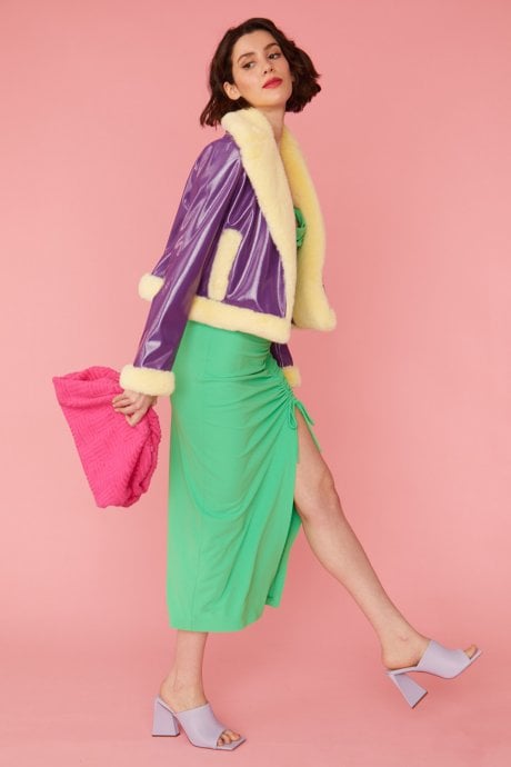 JAYLEY Yellow And Purple Aviator Style Jacket