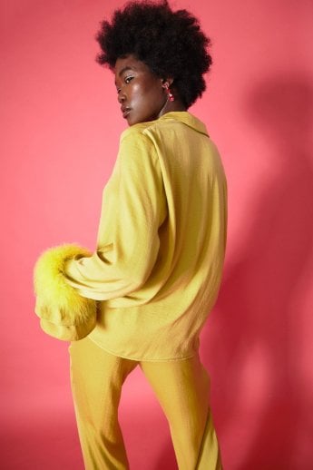 JAYLEY Yellow Awilix Day To Night Feather Co-ord
