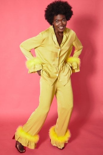 JAYLEY Yellow Awilix Day to Night Feather Co-ord