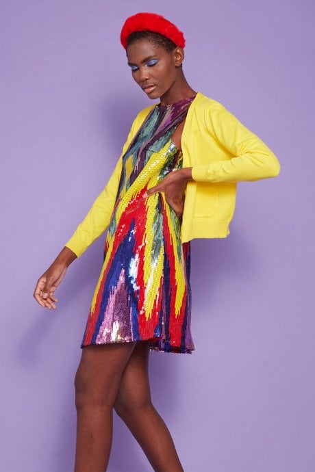 JAYLEY Yellow Cashmere Banana Peel Blend Cardigan