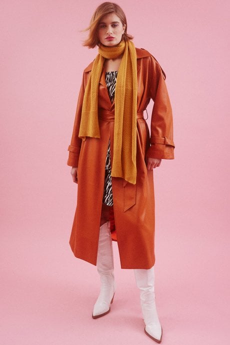 JAYLEY Yellow Cashmere Blend Cable Knit Wrap