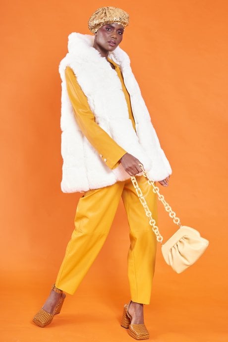 JAYLEY Yellow Charlotte ECO Leather Clutch And Shoulder Handbag