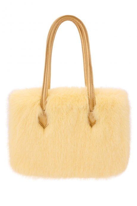 JAYLEY Yellow Eco Bamboo Faux Fur Tote Bag
