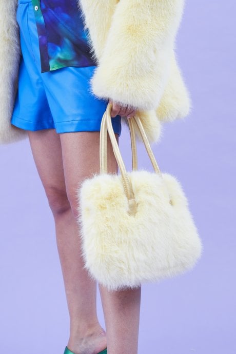 JAYLEY Yellow Eco Bamboo Faux Fur Tote Bag