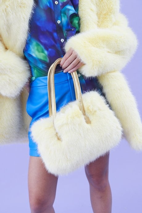 JAYLEY Yellow Eco Bamboo Faux Fur Tote Bag