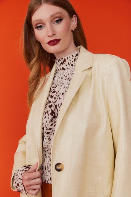 JAYLEY Yellow Eco Leather Trench Coat