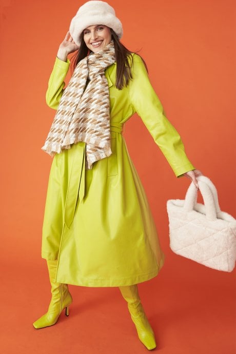 JAYLEY Yellow Eco Leather Trench Coat