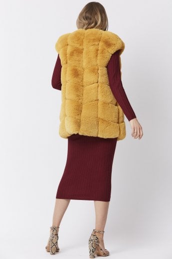 JAYLEY Yellow Faux Fur And Faux Suede Gilet | Waistcoat