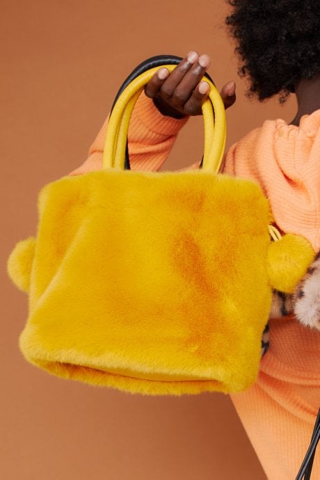 JAYLEY Yellow Faux Fur Bag