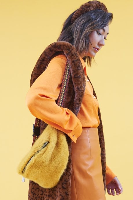 JAYLEY Yellow Faux Fur Bum Bag