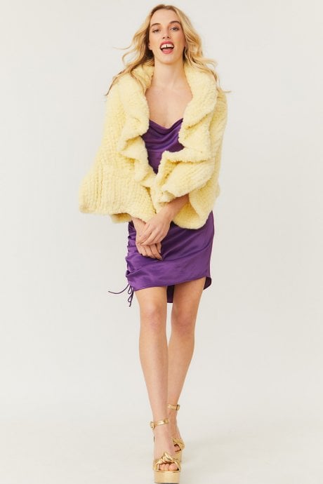 JAYLEY Yellow Faux Fur Cape Wrap