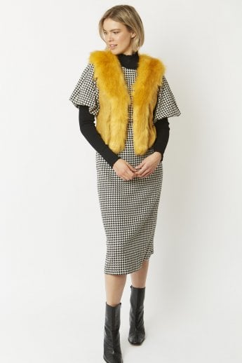 JAYLEY Yellow Faux Fur Faux Suede Gilet | Waistcoat