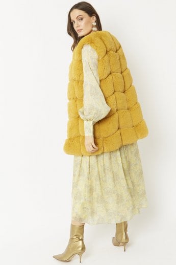 JAYLEY Yellow Faux Fur Gilet | Waistcoat